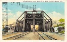 CONNEAUT HARBOR Ohio OH   FOUR TRACK RAILROAD SWING BRIDGE~World's Only Postcard picture