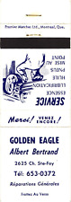 Ste-Foy Quebec Canada Golden Eagle Albert Bertrand Vintage Matchbook Cover picture