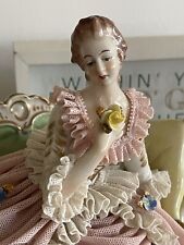 Vintage German Dresden Fritz Ackermann Lace Porcelain Beautiful Lady Figurine picture