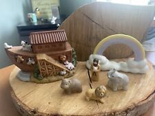 Homco #1474 Vintage Noah's Ark Ceramic 6 pc set with Rainbow, Noah and Animals picture