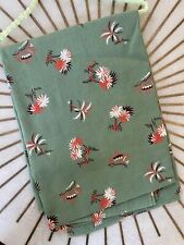 ULTRA VINTAGE 1940'S RAYON TROPICAL FABRIC Green W/ Palms 4 YARDS X 37”W picture