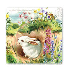 @ New MICHEL DESIGN WORKS 20 Large Picnic Luncheon Napkin BUNNY HOLLOW Flowers picture