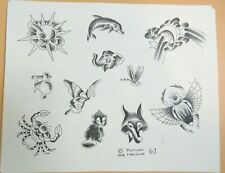 Vintage 1976 Picture Machine Spaulding Rogers Tattoo Flash Sheet 61 Dolphin Fox picture