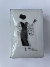 Rare Vintage Silver Wrap around Porcelain TrinketBox HandPainted by Carole Scott picture