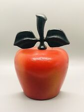 Vintage Cast Iron Apple Door Stop Book End Hand Painted 7.5” Rustic Home Decor picture