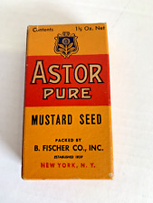 Antique Vintage Advertising Spice Box Astor Pure Mustard Seed with Seeds picture