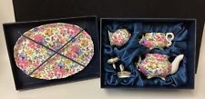 Nantucket Miniature Pink Floral 6 Piece Tea Set Mint In Box picture
