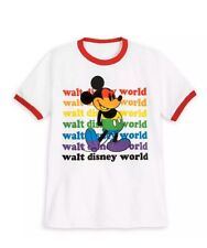 Walt Disney World Rainbow Collection Mickey Mouse Ringer T-Shirt Kids Small 5/6 picture