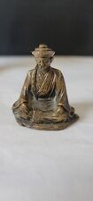 Antique Vintage Asian Miniature Solid Bronze Seated Figure 2 ¼” Tall  picture
