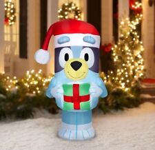 5' Gemmy Bluey Airblown Yard Inflatable Light Up With Christmas Present picture