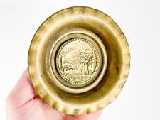 Antique Judaica Israel Vintage Plate Tray Jerusalem Old City Brass Trinket picture