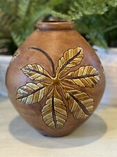 Pier One Vintage Large Pottery Leaf Vase/Glazed/Stands 12 1/2 