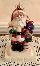 Vintage 2000 The Brass Key Classic Santa Tree Ornament Hand-Crafted Glass NEW picture