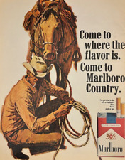 1970 Marlboro Cigarettes vintage print ad - Marlboro Country Cowboy picture
