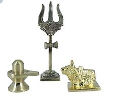 Brass shivling trishul with Brass Nandi Temple Shivling set of 3 for home,office picture