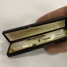 ANTIQUE MOTHER OF PEARL, SILVER & 14k GOLD CIGAR, CHEROOT, CIGARETTE HOLDER picture