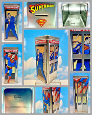 2001 Schylling SUPERMAN Telephone Booth Tin Bank DC / WB 