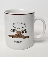 LTD Commodities Christmas Mug Blitzen Reindeer Stars Red Trim Holiday Whimsical picture