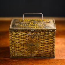Patterson Tobacco Tin Basketweave Vintage Rare Has Handle Used as Lunchbox VA picture