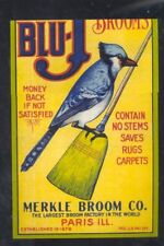 PARIS ILLINOIS MERKLE BROOM COMPANY BLUEBIRD ADVERTISING POSTCARD COPY picture