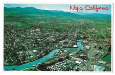 Napa California c1960's aerial city view, residences, business district, river picture