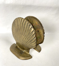 Vintage Solid Brass Scallop Clam Shell Seashell Bookends 5