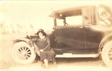 Original Glossy Photo Pretty Lady Posing 1930 Chrysler Vehicle Auto B&W picture