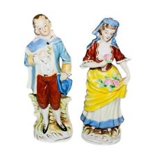 Vtg Pair Italian Courting Couple Figurines Multi-Colored Japan 2 1/2Wx1 3/4Lx8