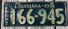 1931 LOUISIANA LICENSE PLATE 166945 NO EXTRA HOLES picture