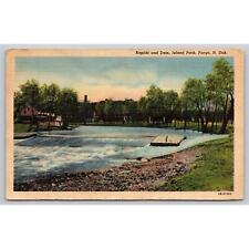 Postcard ND Fargo Rapids And Dam Island Park picture
