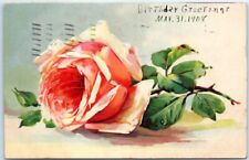 Postcard - Birthday Greetings - Rose/Flower Art Print picture