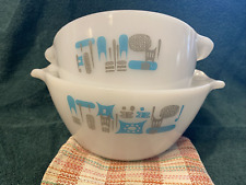 1960's Classic Fire King Marcrest  Royal Blue Mixing Bowl Set picture