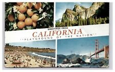 Postcard 1959 CA Greetings Welcome Advertising Beach Multi View California   picture