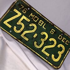 Vintage Missouri License Plate Green December 76 Mobile Plate Z52-323 Rusty picture