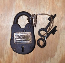 Tombstone Arizona Territorial Working Cast Iron Lock with 2 Keys Antique Finish  picture