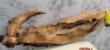 Vintage Large Driftwood Fish Sculpture 18 in Long Unique Two Tone Marble Finish picture
