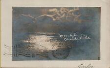 1907 Moonlight on Oneida Lake NY RPPC Real Photo Postcard C28 picture