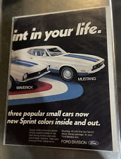 Vintage 1972 Ford Pinto Maverick Mustang Car Print Ad Man Cave Wall Art picture