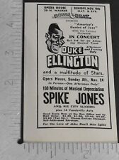 1947 Print Ad Chicago Duke Ellington Spike Jones Opera House City Slickers band picture