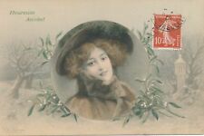 NEW YEAR - Wichera Signed Young Woman Heureuse Annee Happy New Year Vienne PC picture