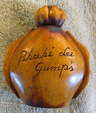 Vintage Hawaiian Pikaki Lei Gumps Carved Wood Perfume Bottle Hawaii picture