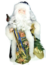 16” Santa Claus Father Christmas Tree Topper Blue Coat Centerpiece Holiday Decor picture