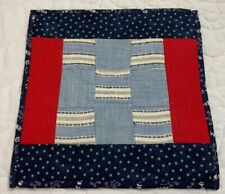 Vintage Antique Patchwork Quilt Table Topper, Calicos, Navy, Red, Blue picture