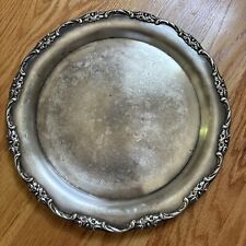 Vintage International Silver Co. Etched Floral Serving Tray Plate 12.5