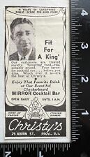 Providence RI Christy’s Cocktail Bar Vintage Advertising Print Ad Original picture