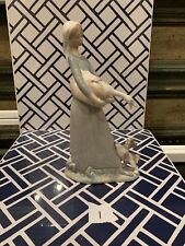 Vintage Lladro Girl Holding Goose And Dog Sculpture 2 picture