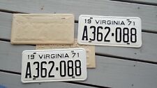 1971 Virginia License Car Plate Pair A362-088 Appears Unused  Nice picture