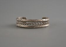 Old Pawn Navajo Indian Silver Bracelet Cuff - 2 Bands  w. Twisted Wire - 6 1/2