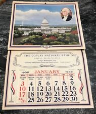 VINTAGE THE COPLAY NATIONAL BANK 1932 CALENDAR SIGN CAPITOL WASHINGTON COPLAY PA picture