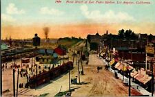 1908. FRONT STREET AT SAN PEDRO HARBOR, CALIF. LOS ANGELES. POSTCARD. FX8 picture